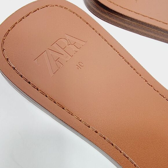 ZARA GREEN METAL CHAIN FLAT SANDALS Size 40 US9 - Picture 7 of 9